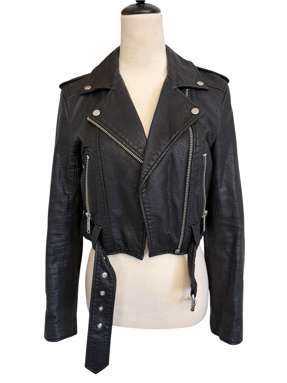pistola Black Belted Moto Faux Leather Jacket - Picture 4 of 10